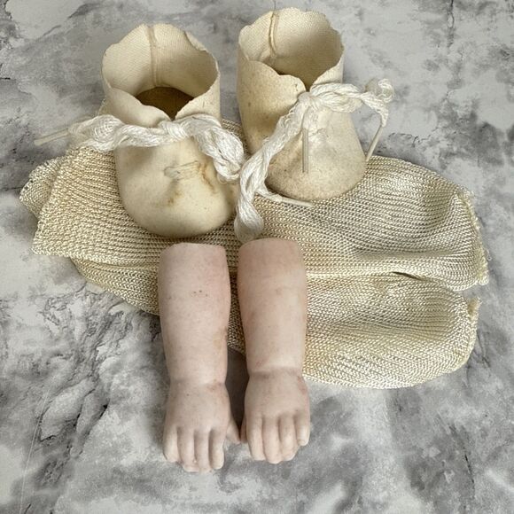 5” Antique Porcelain German Doll China Head 4 Low Brow Arms 2.75” D 3.75” W #11 - Picture 9 of 16